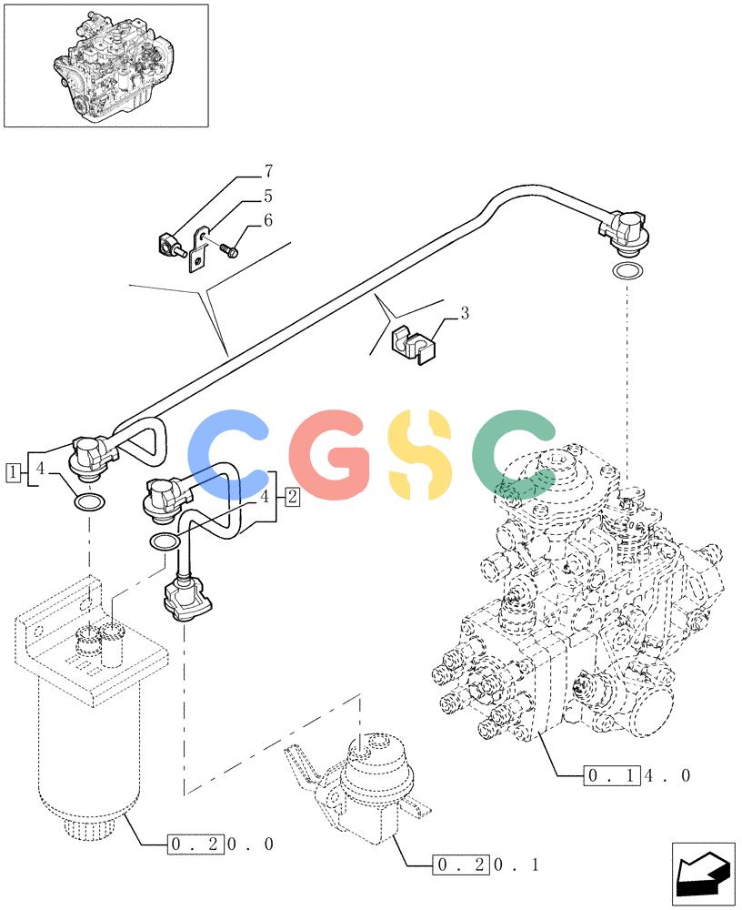 神钢零件查询(F4GE9684C J600) - ENGINE 504124795 - 920019900 (1/13-) (0.20.3[01]) - PIPING - FUEL (504090295) Kobelco