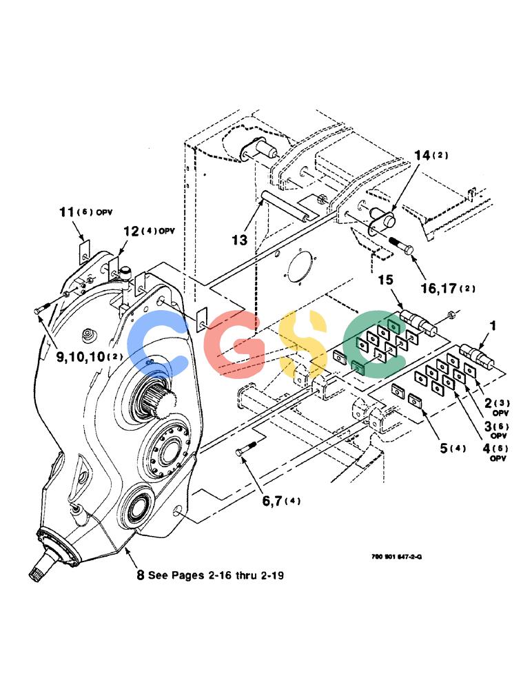 凯斯零件查询(8590) - CASE IH LARGE RECTANGULAR BALER (EUROPE) (1/97-12/98) (2-12) - GEARBOX MOUNTING ASSEMBLY Case Agriculture