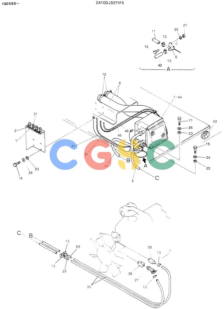 神钢零件查询(K907LC) - MARK II EXCAVATOR ASN YQ0565 (NA) (1/87-12/03) (05-011) - HEATER & DEFROSTER Kobelco