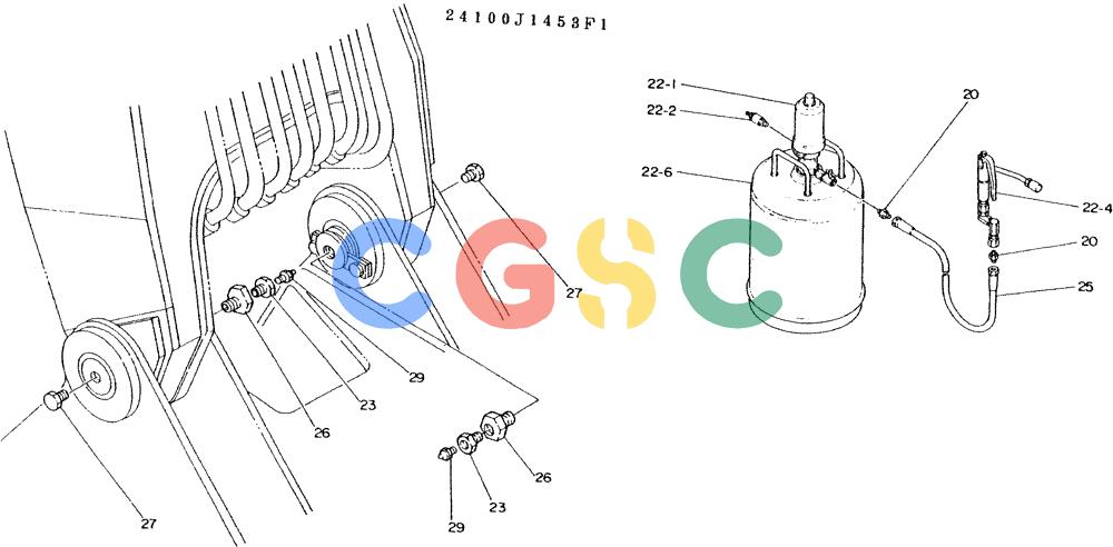 神钢零件查询(K935) - EXCAVATOR BTW L70106 - L70166, LU0067 (1/76-12/03) (04-011) - LUB ASSY, P/N 24100J1453F1 Kobelco