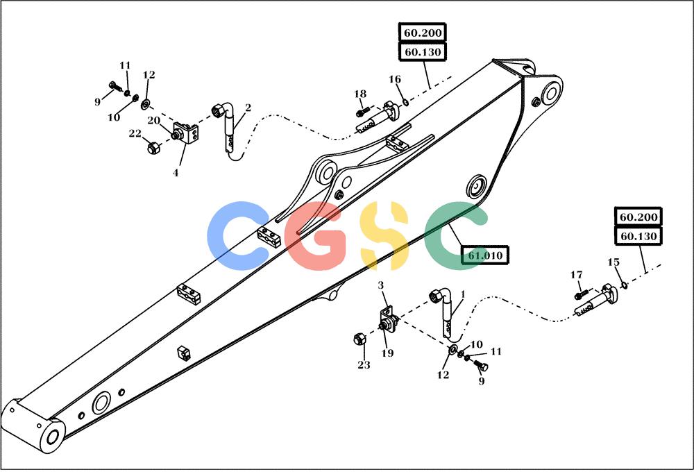 纽荷兰零件查询(EC130) - CRAWLER EXCAVATOR (4/99-) (61.080[002]) - HYDRAULIC SYSTEM STICK HAMMER ATTACHMT. 2,5 M (OPTION) (S/N 12025-UP) New Holland Constructuion