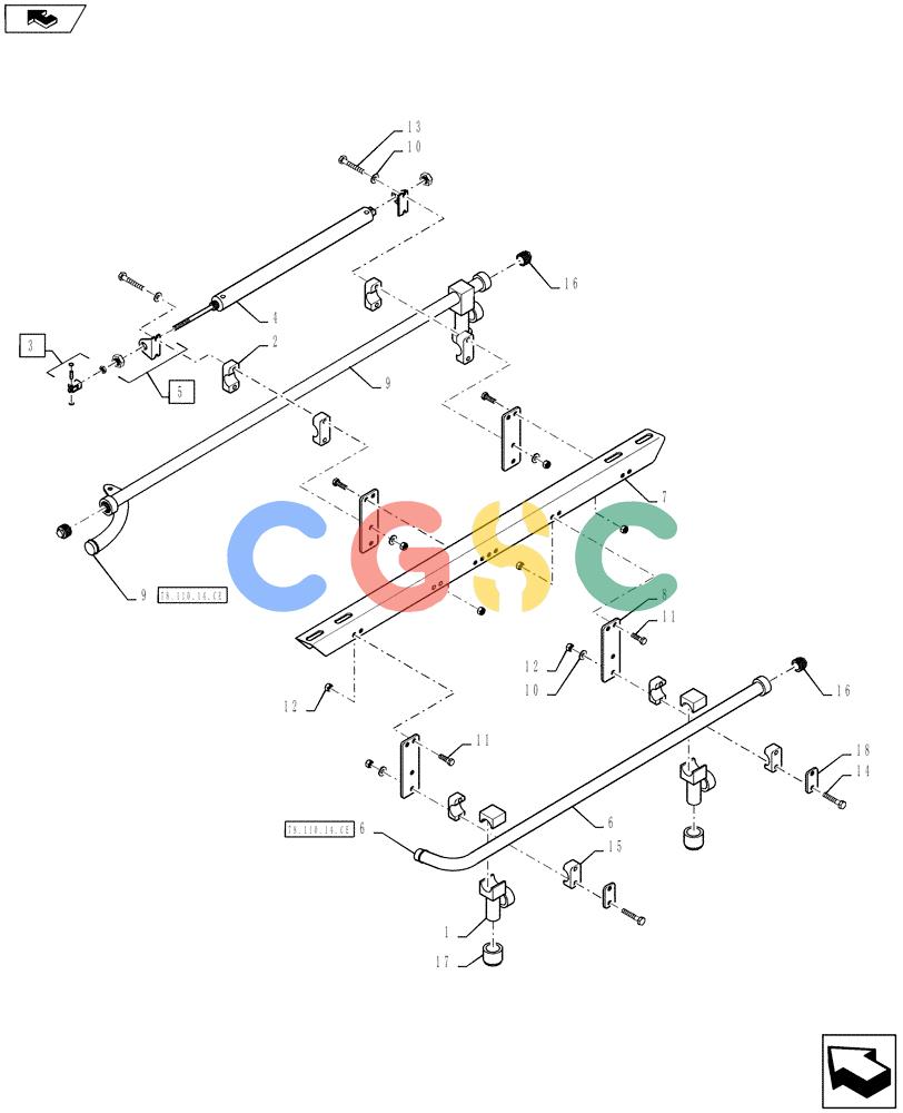 凯斯零件查询(810) - FLEX-AIR APPLICATOR - 2012 (2/12-) (78.110.14.CG) - REAR SPRAYBAR GROUP, 60', 3", RH Case Agriculture