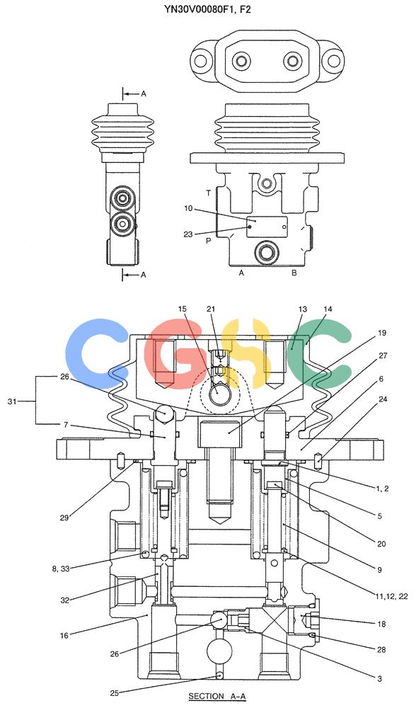 纽荷兰零件查询(E235SRLC) - CRAWLER EXCAVATOR BTW YU04-00837 - YU04-01417 (07-031) - VALVE ASSY, PILOT (NIBBLER & BREAKER, 2-PIECE BOOM) New Holland Constructuion