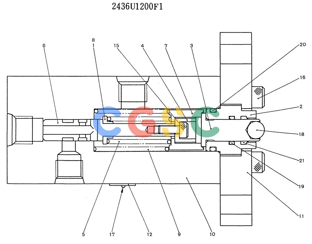 神钢零件查询(K905LC) - MARK II EXCAVATOR BTW YP1001 - YP1281 (1/87-12/03) (11-018) - VALVE ASSY, PILOT (P/N 2436U1200F1) Kobelco