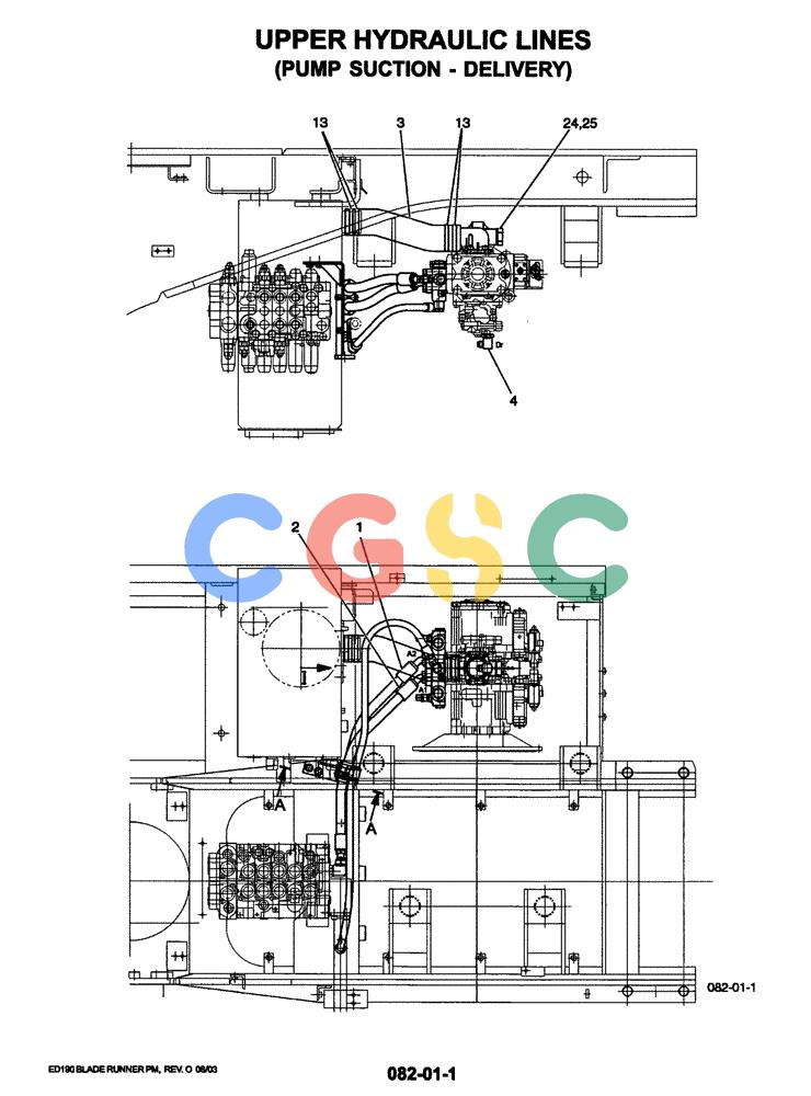 神钢零件查询(ED190LC-6E) - BLADE RUNNER EXCAVATOR/DOZER BTW YL03U0136 - YL03U0292 (1/05-12/06) (01-018[01]) - UPPER HYDRAULIC LINES (PUMP SUCTION - DELIVERY) Kobelco