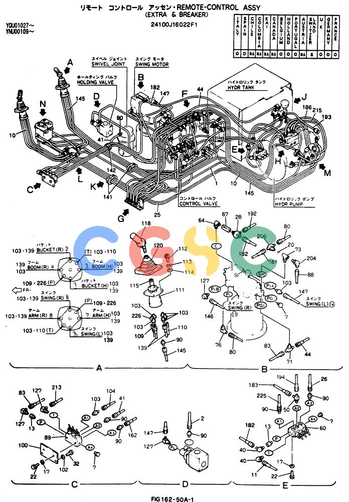 神钢零件查询(BREAKER) - NIBBLER AND BREAKER ATTACHMENT - SK200LC EXCAVATORS (9/04-) (162-50A) - Wrist Control and Pilot Line Group (Extra and Breaker) Kobelco
