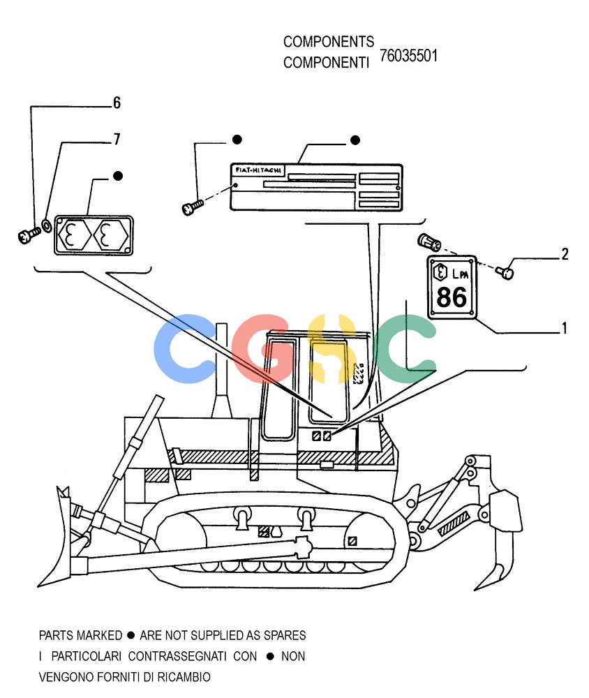 纽荷兰零件查询(FD255) - CRAWLER DOZER (N.A. VERSION) (7/95-) (9.652[18]) - ROPS CAB - DECAL - OPTIONAL CODE 76035502 New Holland Constructuion