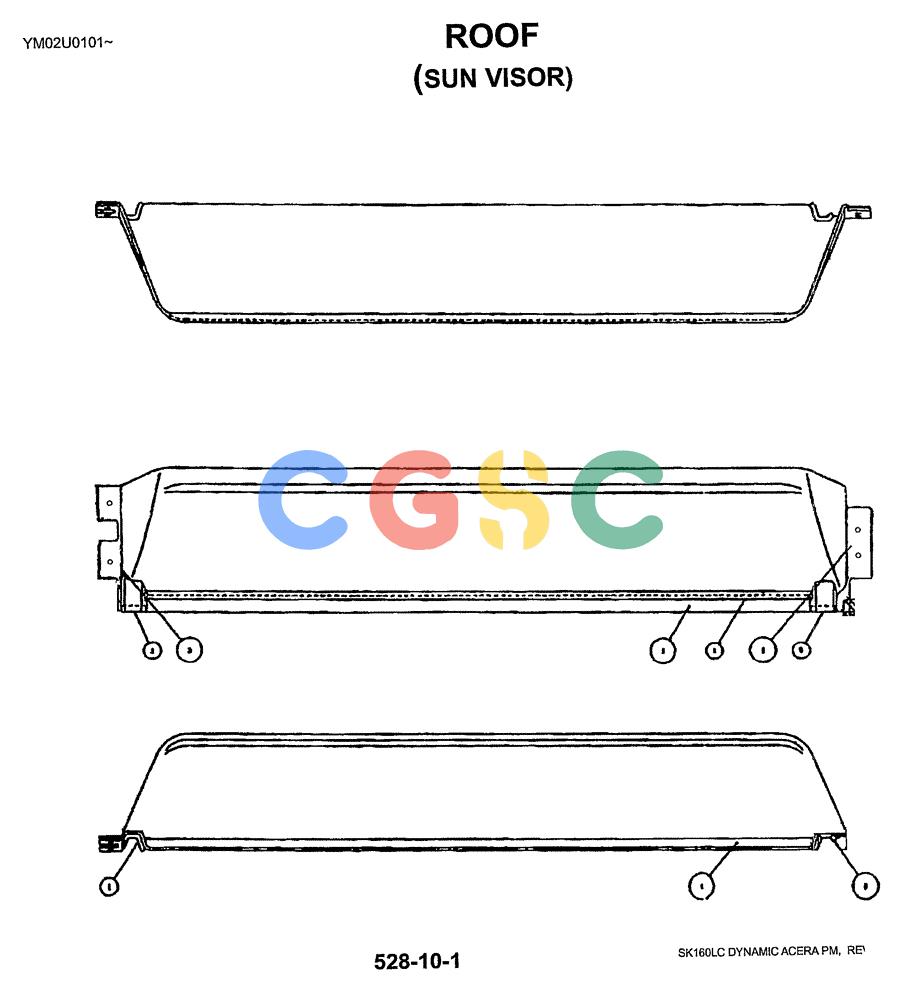 神钢零件查询(SK160LC) - DYNAMIC ACERA EXCAVATOR 11/2000 ASN YM02U0101 (11/00-12/02) (05-004) - ROOF (SUN VISOR) Kobelco