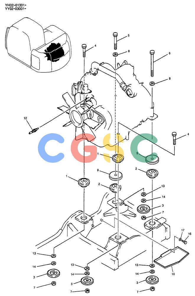 神钢零件查询(ED150) - BLADE RUNNER EXCAVATOR/DOZER BTW YL04-00501 - YL04-00554 (4/03-10/03) (01-004) - ENGINE INSTAL Kobelco