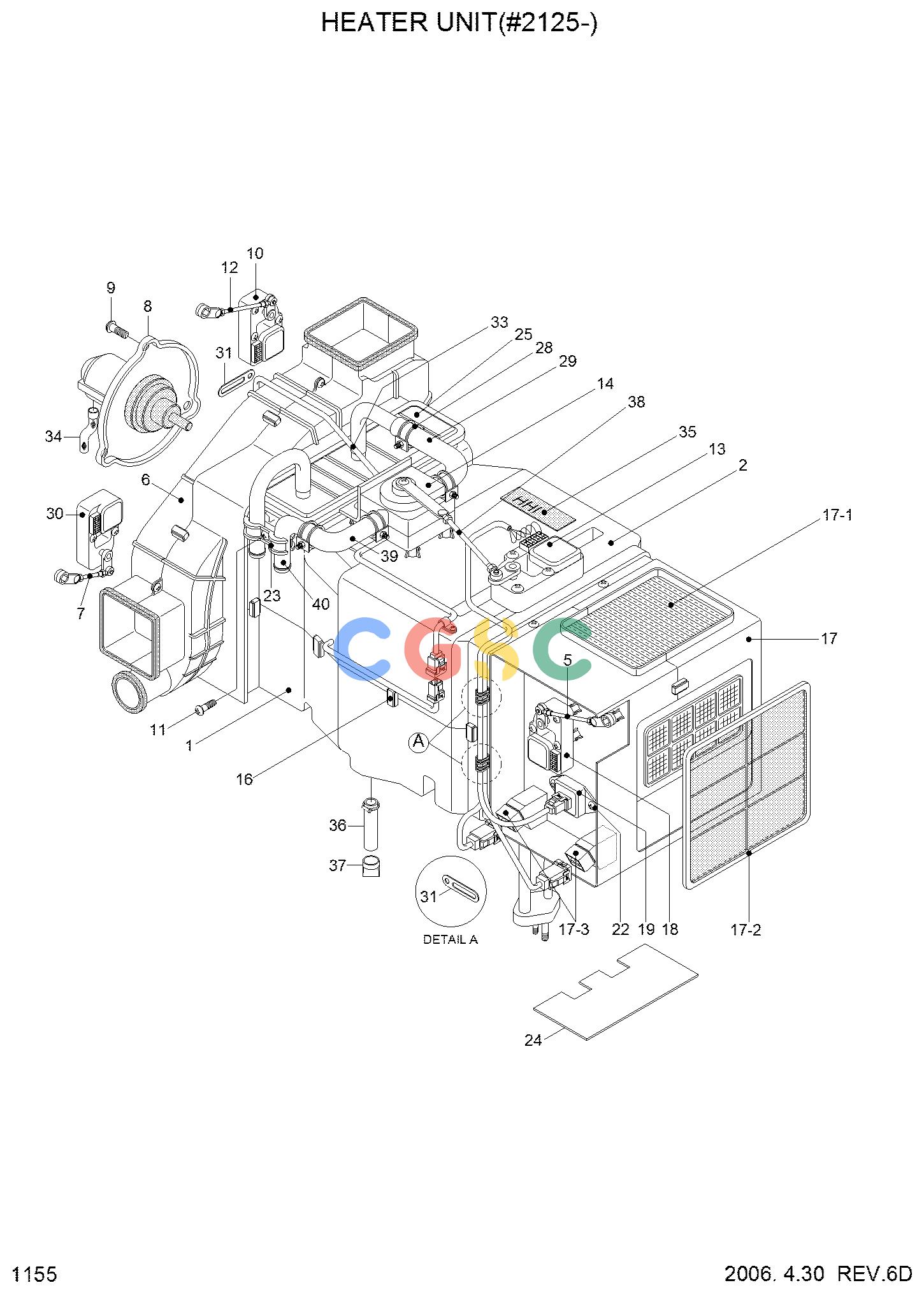 现代零件查询R140LC-7 HEATER UNIT(#2125-)EPC Hyundai 
