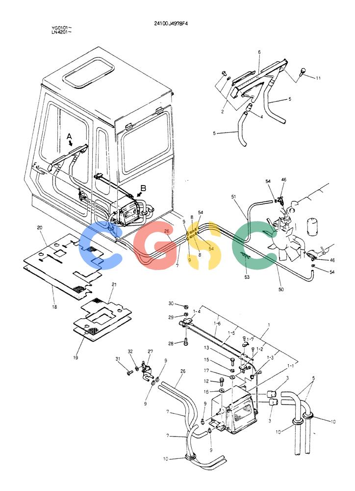 神钢零件查询(K907CLC) - EXCAVATOR BTW YG0101 - YG0500 (1/85-12/03) (08-024) - HEATER &DEFROSTER Kobelco