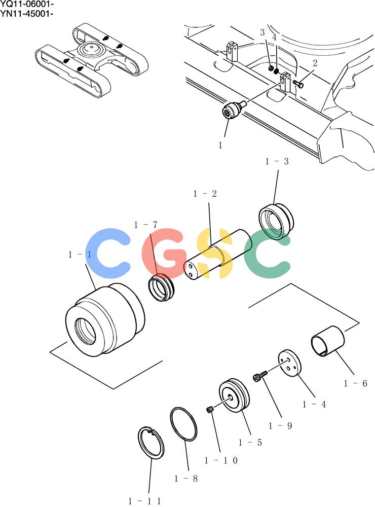 神钢零件查询(200-8) - EXCAVATOR S/N YN11-45001 - (1/06-12/09) (374-01-1) - ROLLER ASSY, UPP Kobelco