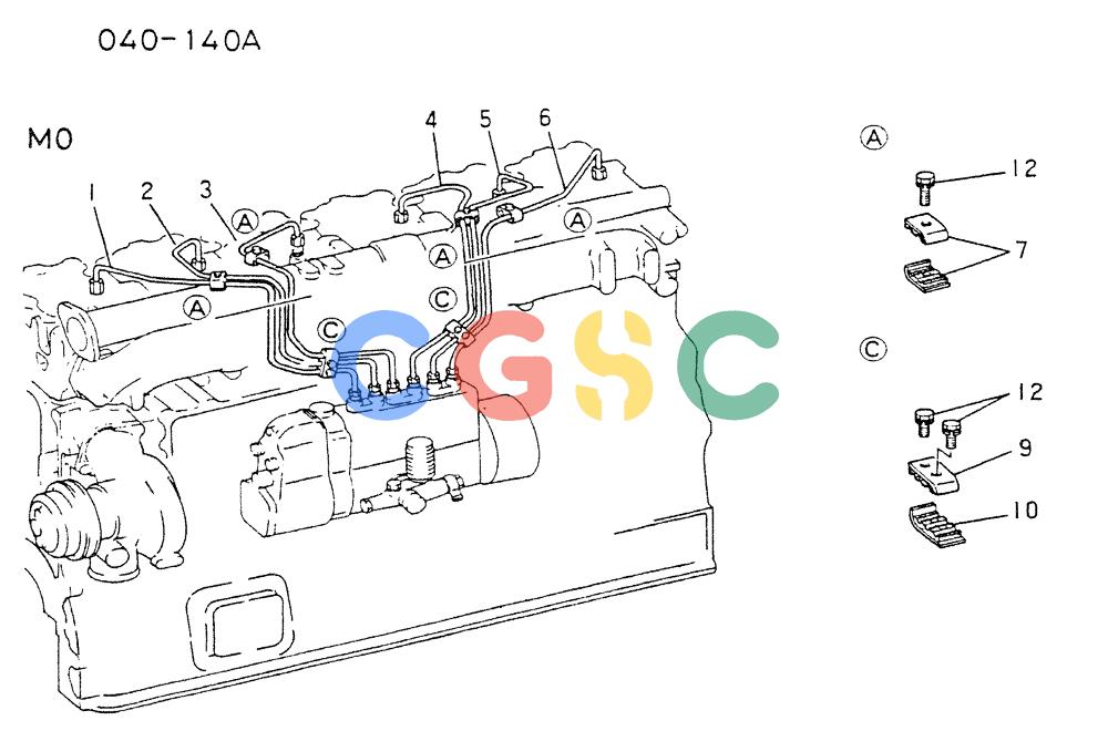 神钢零件查询(6D22CT) - MITSUBISHI DIESEL ENGINE - K909A, K910, K912 & K935 (1/76-12/06) (03-007) - FUEL INJECTION, PIPE Kobelco
