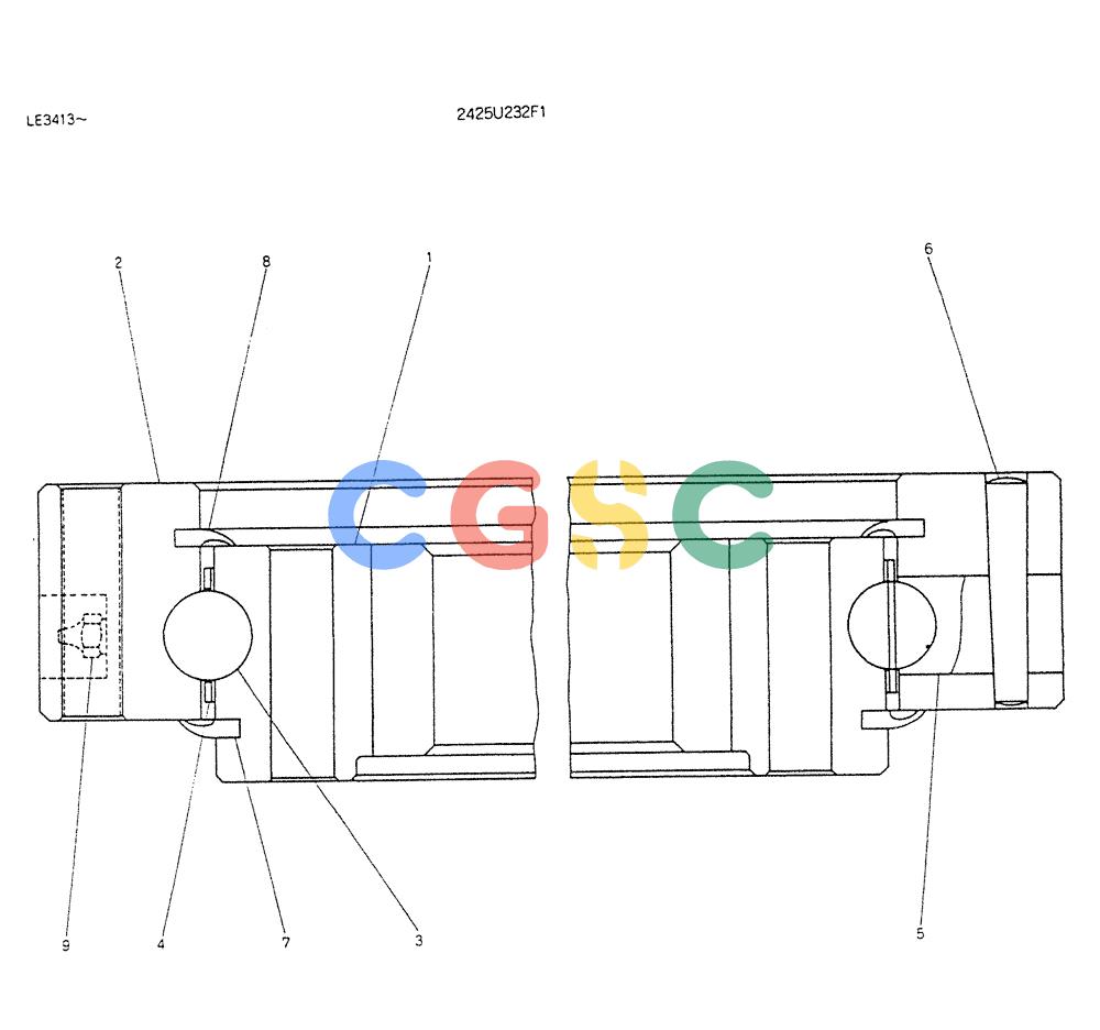 神钢零件查询(K903B) - EXCAVATOR ASN LE3401 (1/85-12/03) (05-010) - BEARING ASSY P/N 2425U232F1 Kobelco