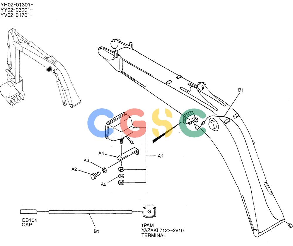 神钢零件查询(ED150-1E) - BLADE RUNNER EXCAVATOR/DOZER ASN YL05-00555 (11/03-12/04) (03-003) - LIGHT INSTAL (BOOM) Kobelco