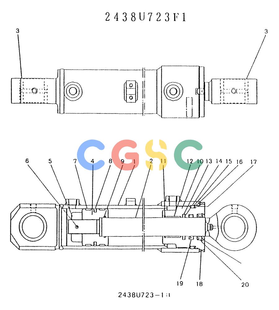 神钢零件查询(K903) - MARK II EXCAVATOR BTW LE6601 - LE7871 (1/88-12/03) (11-061) - CYLINDER ASSY, (P/N 2438U723F1) Kobelco