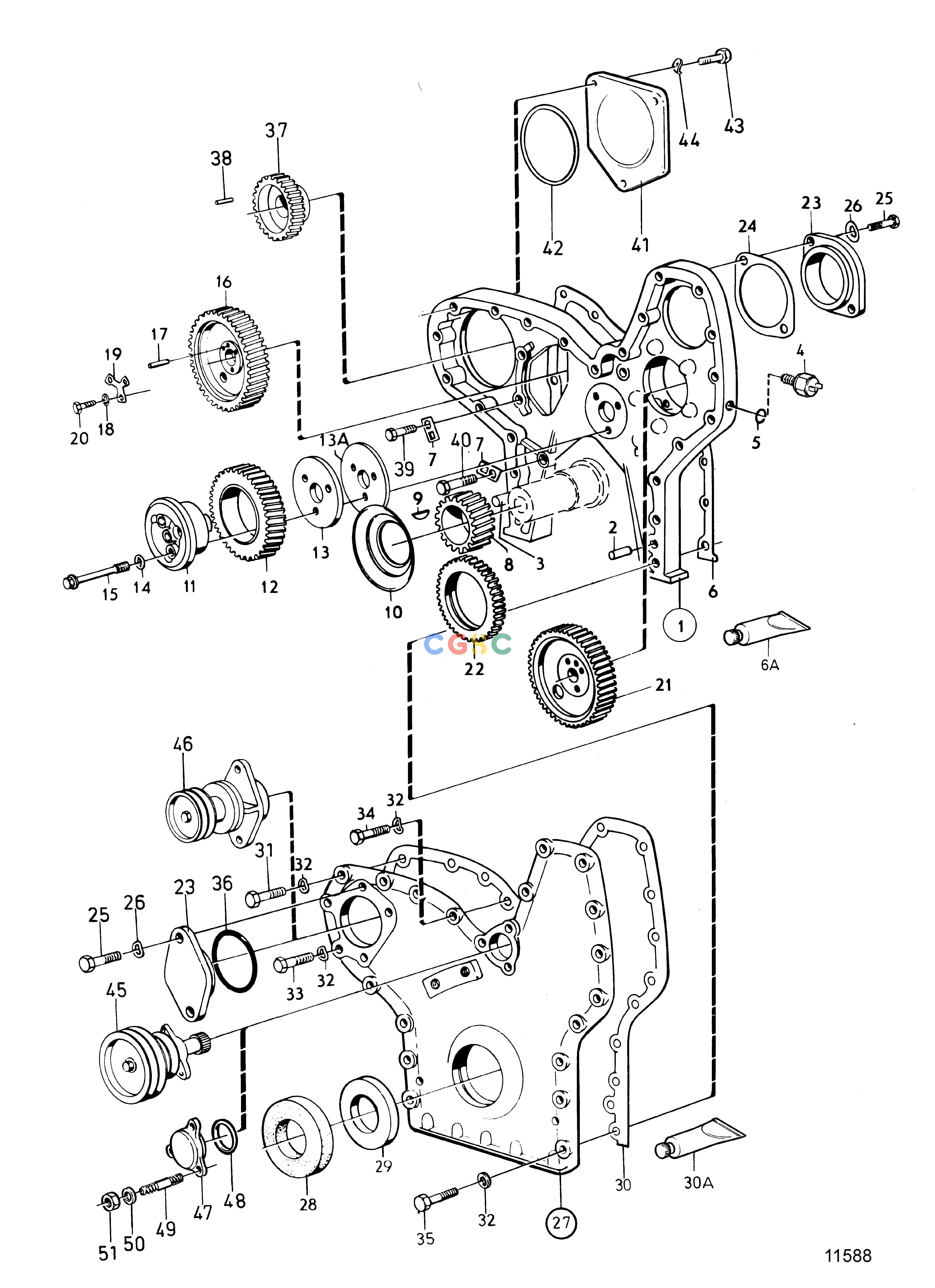 沃尔沃零件查询TMD100CEngineTIMING GEAR CASING AND GEARSEPC Volvo Penta Parts catalog