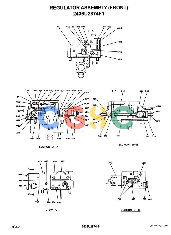 神钢零件查询(ED180) - BLADE RUNNER EXCAVATOR/DOZER ASN YLU0001 (1/99-12/01) (12-020) - REGULATOR ASSEMBLY (FRONT), (2436U2874F1) Kobelco