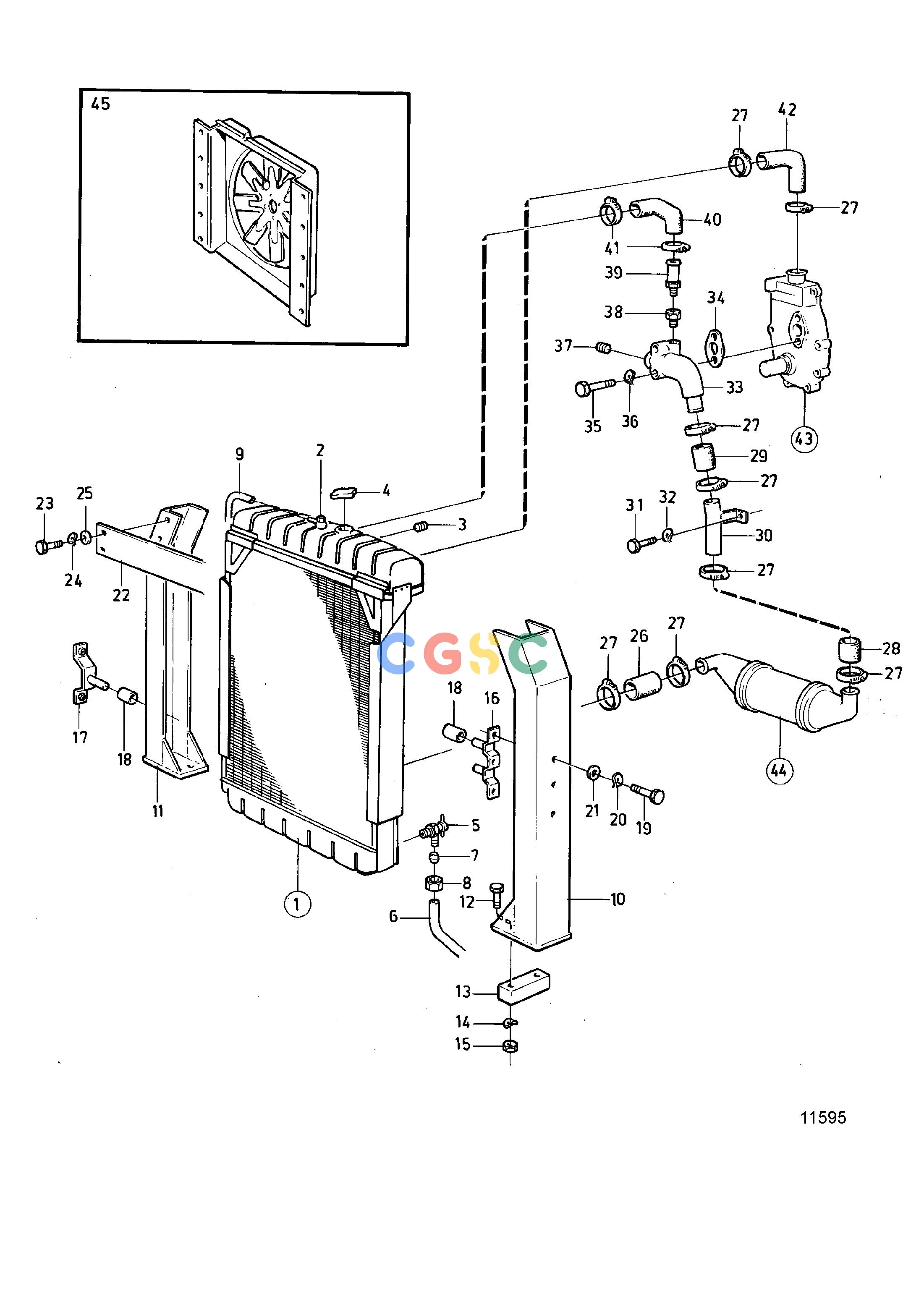 沃尔沃零件查询TMD102A; TAMD102A; TAMD102DCooling SystemRadiator Cooling, SN-1101022847EPC Volvo Penta Parts catalog