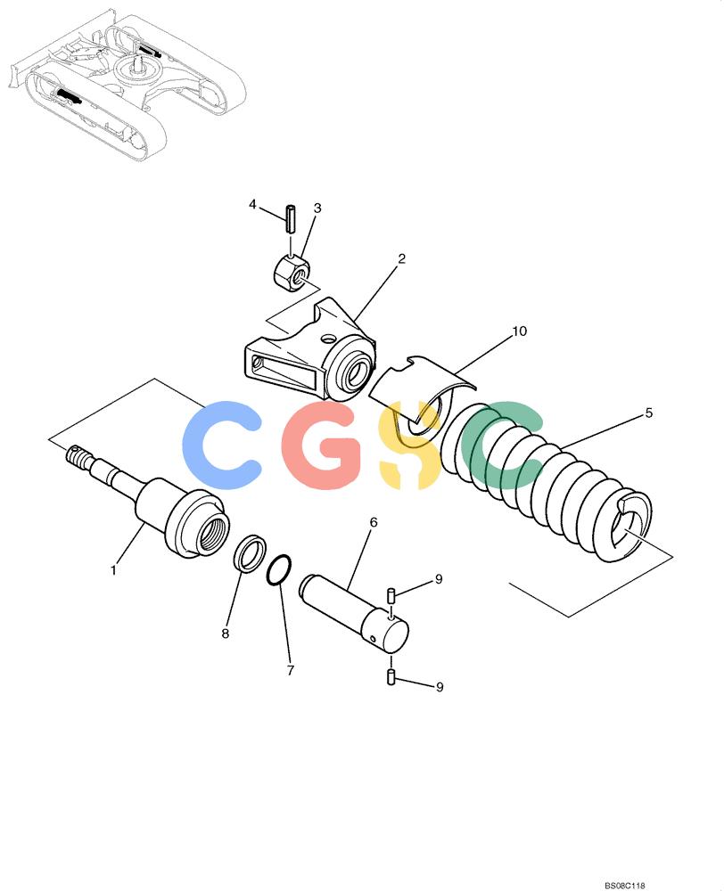 纽荷兰零件查询(E70BSR) - COMPACT CRAWLER EXCAVATOR BTW YT05-15001 - 18000 (NA) (4/08-) (03-08-00[00]) - IDLER ADJUST ASSEMBLY (YT54D00002F1) New Holland Constructuion