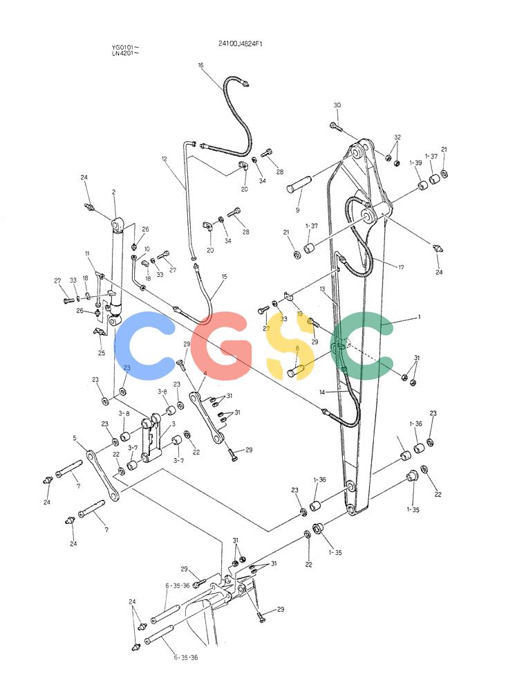 神钢零件查询(K907CLC) - EXCAVATOR BTW YG0101 - YG0500 (1/85-12/03) (14-003) - ARM ASSY, 4.55M Kobelco
