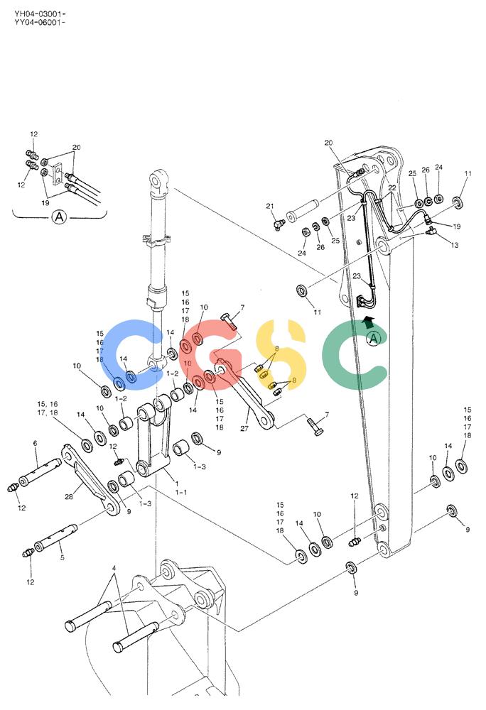 神钢零件查询(BREAKER) - ATTACHMENT (N&B) - SK115SR & SK135SR - ASN YV04, YY04, YH04-03001 (9/04-) (02-020) - ARM GROUP, LONG 2.95M (NIBBLER & BREAKER) Kobelco
