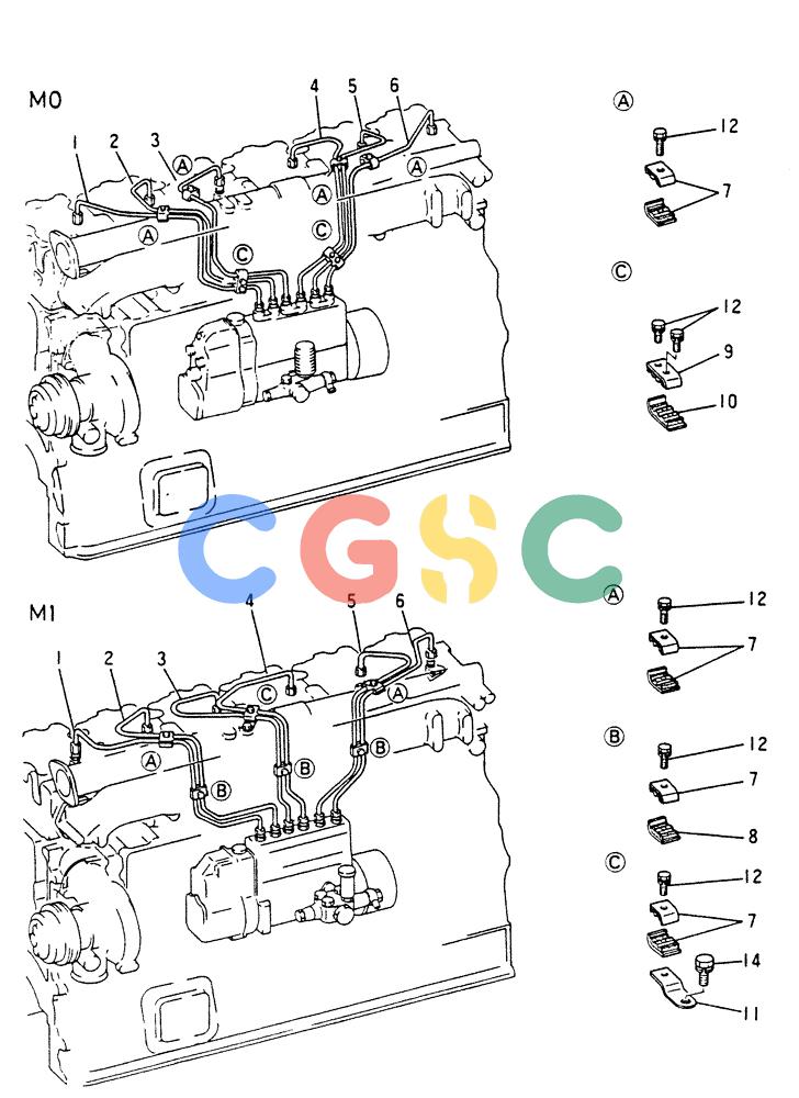 神钢零件查询(6D22-TC) - MITSUBISHI DIESEL ENGINE - K909A, K912A, K916, & K935 (1/76-12/06) (03-011) - FUEL INJECTION PIPE Kobelco