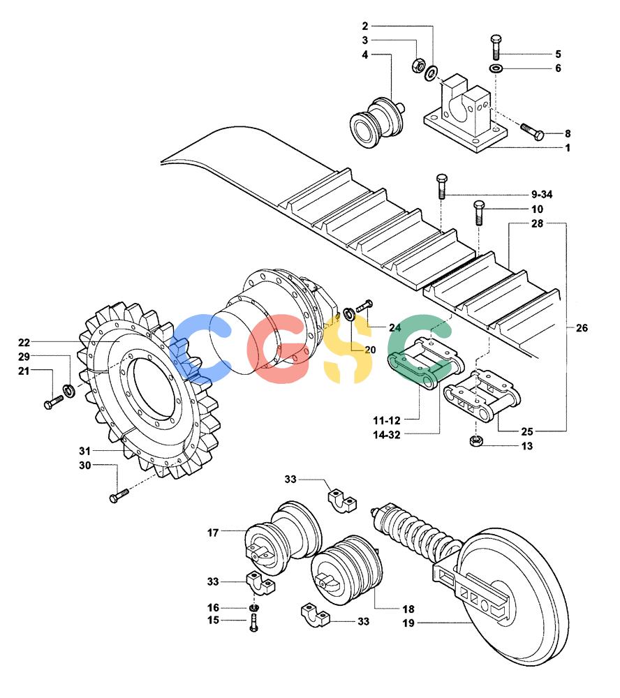 纽荷兰零件查询(DC100) - CRAWLER DOZER (N.A. VERSION) (4/00-) (4.340[01C]) - SALT CHAIN - SHOES (L=508 MM) DC100 New Holland Constructuion
