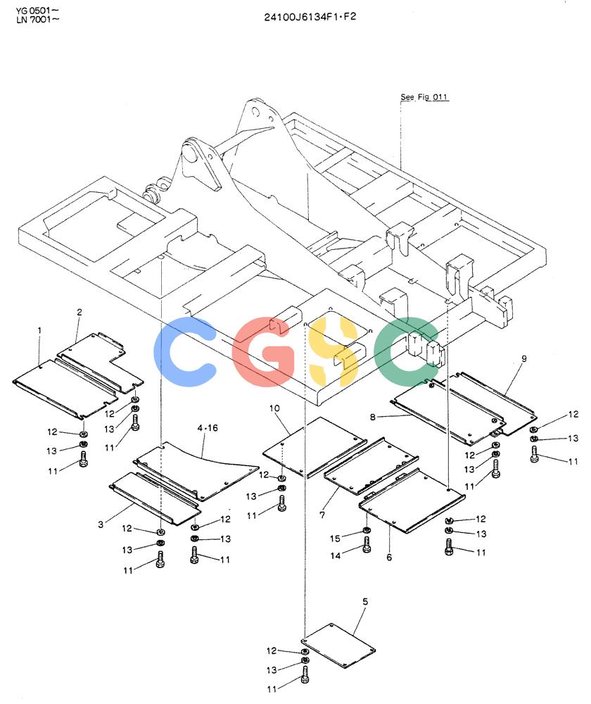 神钢零件查询(K907DLC) - EXCAVATOR ASN YG0501 (1/86-12/03) (02-022) - COVER ASSY, UNDER P/N 24100J6134F1 Kobelco