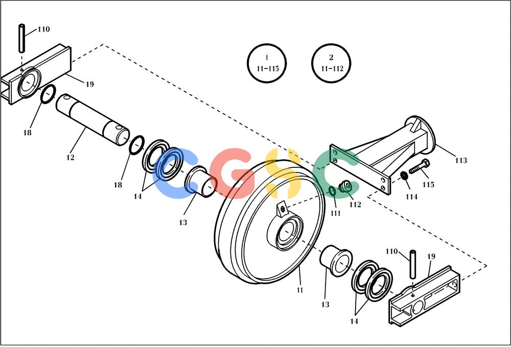 纽荷兰零件查询(EC350) - CRAWLER EXCAVATOR (2/00-) (06.160[001]) - GUIDE WHEEL INSTALL.MATERIAL (S/N 735003-UP) New Holland Constructuion