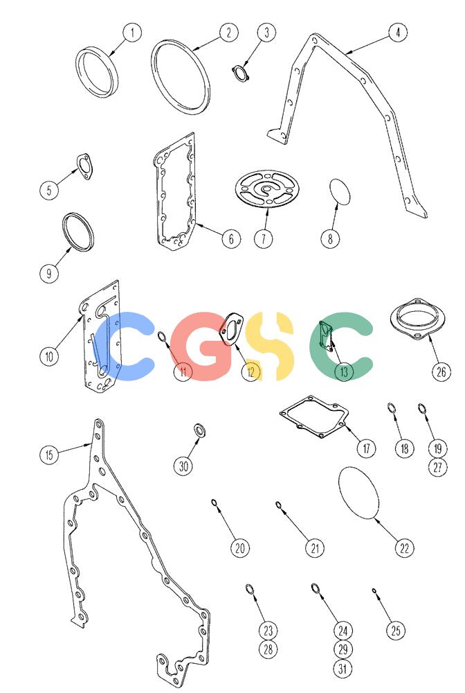 凯斯零件查询(FLX3510) - FLOATER (8/04-8/06) (02-064) - GASKET KIT - CYLINDER BLOCK, FLX 3510 Case Agriculture