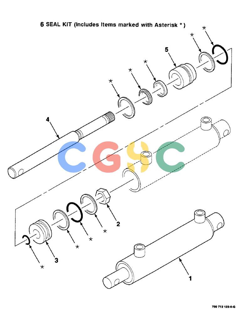 凯斯零件查询(RS551) - CASE IH ROUND BALER (1/99-12/00) (8-38) - HYDRAULIC CYLINDER ASSEMBLY, MESH WRAP, 700712122 HYD. CYL. ASSY. COMPLETE, 2" BORE DIA. X 8" STROKE Case Agriculture