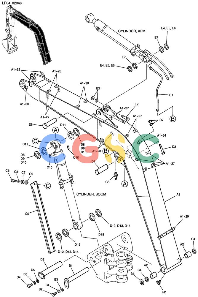 纽荷兰零件查询(E80) - MIDI CRAWLER EXCAVATOR ASN LF04-02001 (03-001) - BOOM ASSY, STANDARD 3.72M New Holland Constructuion