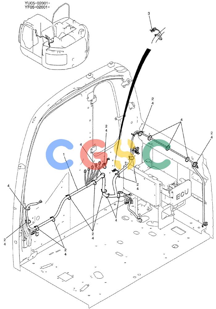 纽荷兰零件查询(E235BSRNLC) - CRAWLER EXCAVATOR ASN YU05-02001 (01-074) - HARNESS ASSY, CAB New Holland Constructuion
