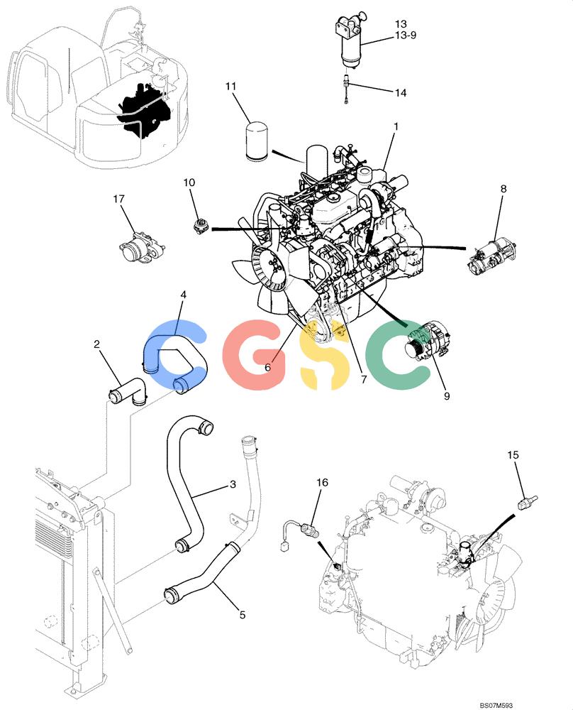 纽荷兰零件查询(E135B) - CRAWLER EXCAVATOR TIER 3 - ASN YH05-07001 (N8TA13006) (1/08-) (02-04[00]) - ENGINE ASSEMBLY New Holland Constructuion