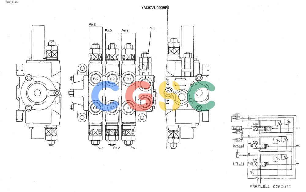 神钢零件查询(ED190LC) - BLADE RUNNER EXCAVATOR/DOZER BTW YL02U0101 - YL03U0135 (1/02-12/06) (06-024) - VALVE ASSY, DOZER CONTROL Kobelco