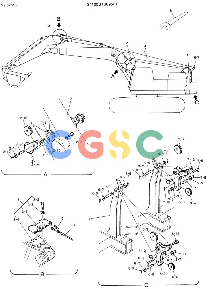 神钢零件查询(K916LC) - MARK II EXCAVTOR ASN YS0201 (1/89-12/03) (01-005) - COUNTER WEIGHT REMOVE (FOR NORTH AMERICA) Kobelco