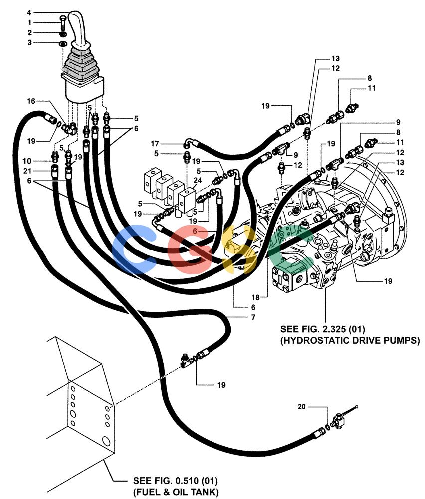 纽荷兰零件查询(DC100) - CRAWLER DOZER (N.A. VERSION) (4/00-) (2.339[01E]) - HYDROSTATIC TRANSMISSION CONTROL LINES - DC100 STD. S/N 13111093 & DOWN; LGP S/N 13115016 & DOWN New Holland Constructuion