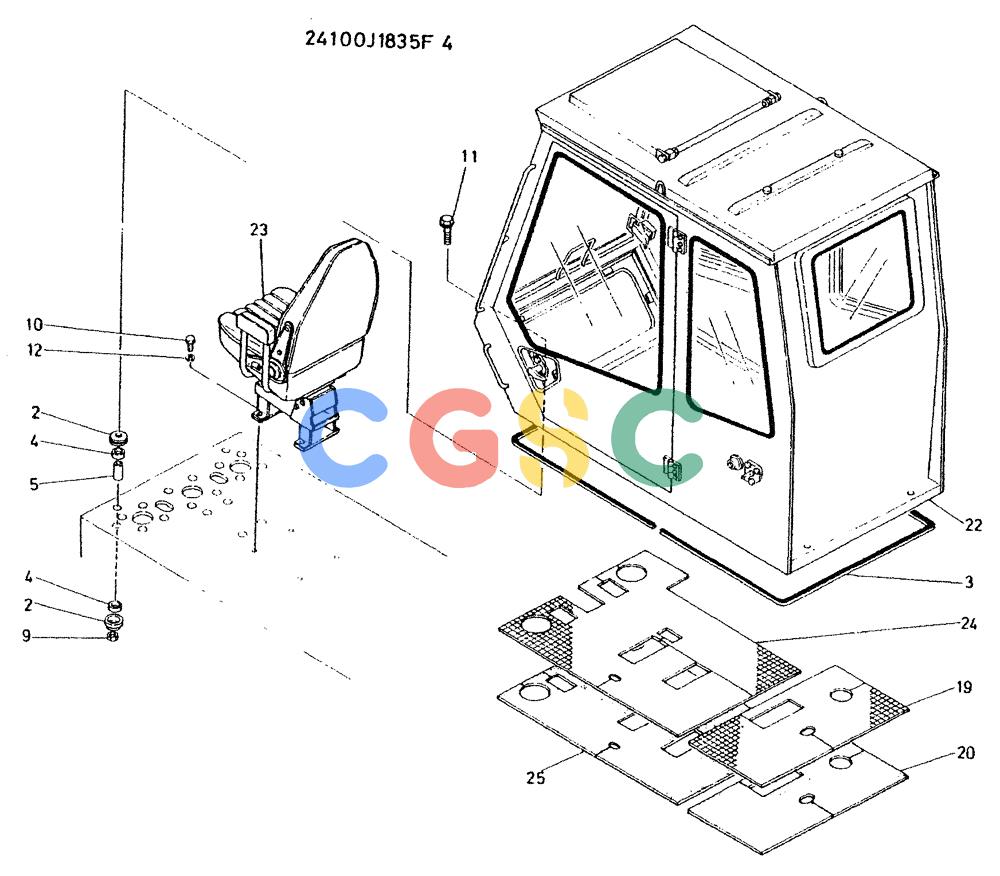 神钢零件查询(K935) - EXCAVATOR BTW L70106 - L70166, LU0067 (1/76-12/03) (11-006) - CAB INST, G.M. ENG. MOUNT Kobelco