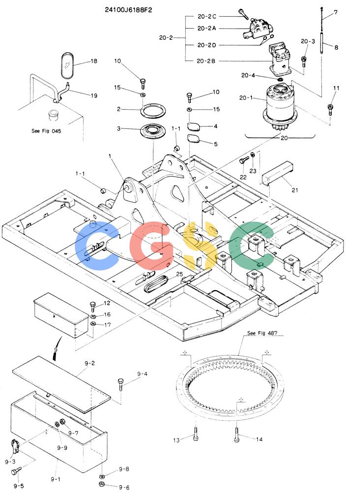 神钢零件查询(K904E) - EXCAVATOR ASN LW7801 (1/86-12/03) (01-001) - FRAME ASSY, UPP, P/N 24100J6188F2 Kobelco