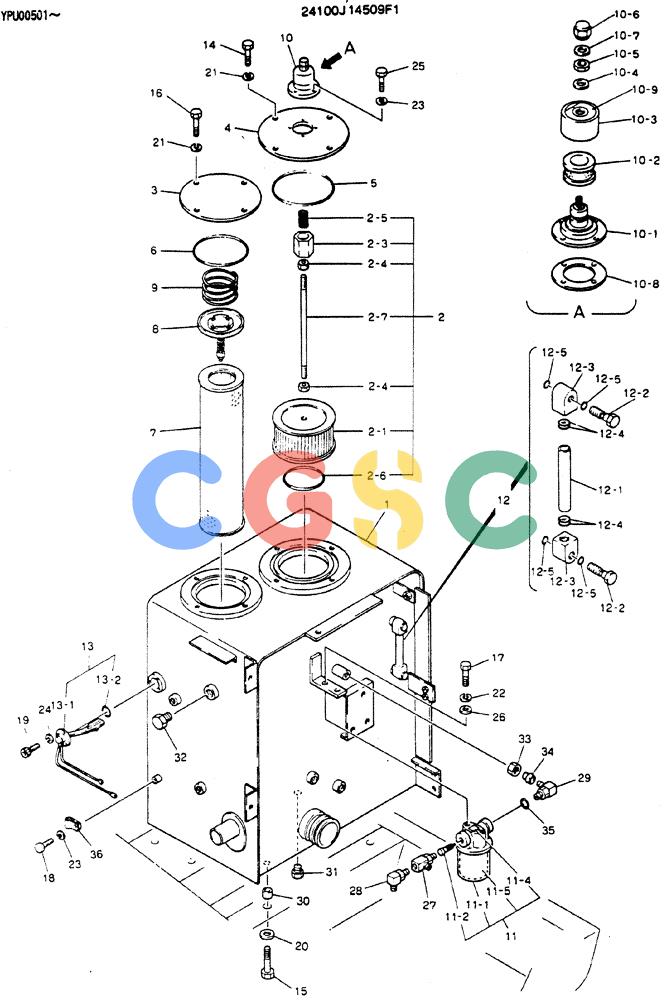 神钢零件查询(MD140C) - EXCAVATOR ASN YPU00501 (1/80-12/06) (01-004) - TANK ASSY, HYDR Kobelco