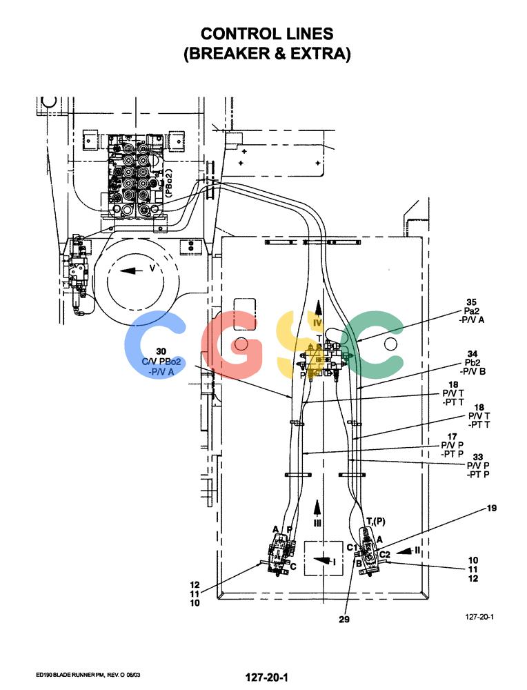 神钢零件查询(ED190LC-6E) - BLADE RUNNER EXCAVATOR/DOZER BTW YL03U0136 - YL03U0292 (1/05-12/06) (01-045[01]) - CONTROL LINES (BREAKER AND EXTRA) Kobelco