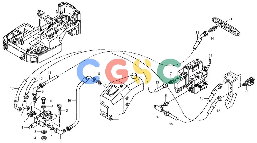 纽荷兰零件查询(AD300) - ARTICULATED DUMP TRUCK (1/01-) (3.436/3[02A]) - HYDRAULIC CIRCUIT - DIFFERENTIAL LOCKING New Holland Constructuion