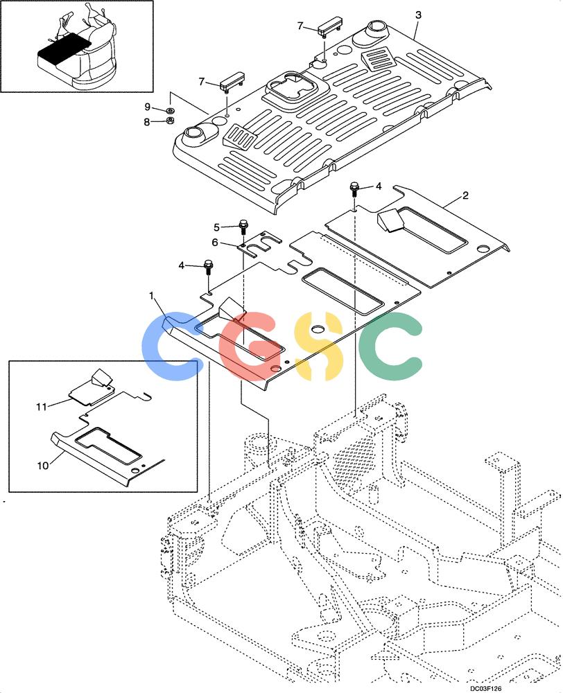 纽荷兰零件查询(E15) - COMPACT CRAWLER EXCAVATOR (N.A.) (1/06-) (09-09[00]) - PLATES, FLOOR New Holland Constructuion