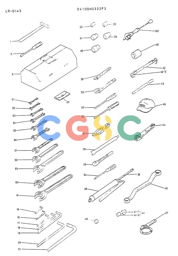 神钢零件查询(K914) - EXCAVATOR ASN LR-0143 (1/79-12/03) (09-019) - H. D. TOOL ASSY P/N 24100N3322F3 (FOR EUROPE) Kobelco