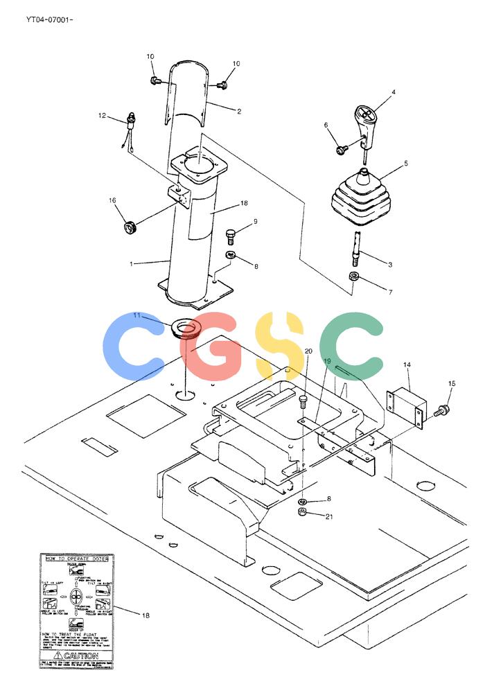神钢零件查询(DOZER) - ATTACHMENT - SK70SR-1E & SK70SR-1ES ASN YT04-07001 (1/04-12/04) (01-011) - CONTROL ASSY, DOZER (PTPA DOZER) Kobelco