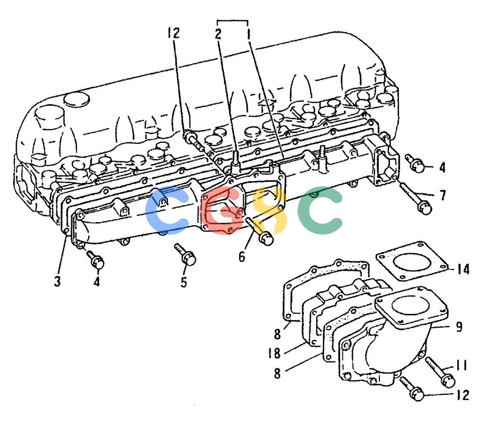 神钢零件查询(6D16-T) - MITSUBISHI DIESEL ENGINE - K909LC & MD240BLC (1/87-12/06) (01-025) - INLET MANIFOLD P/N ME033379 Kobelco