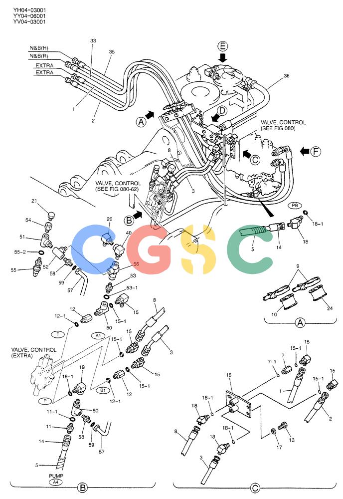 神钢零件查询(BREAKER) - ATTACHMENT (N&B) - SK115SR & SK135SR - ASN YV04, YY04, YH04-03001 (9/04-) (01-012[01]) - HYD LINES, UPP (EXTRA & NIBBLER & BREAKER & DOZER) Kobelco