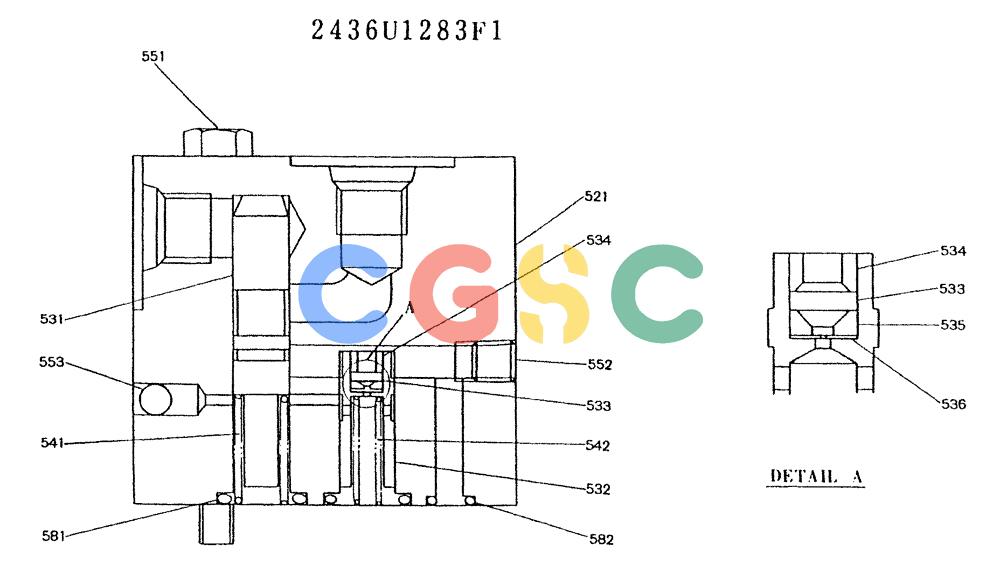 神钢零件查询(K907LC) - MARK II EXCAVATOR ASN YQ0565 (GLOBAL) (1/87-12/03) (11-032) - VALVE ASSY, REDUCTION Kobelco
