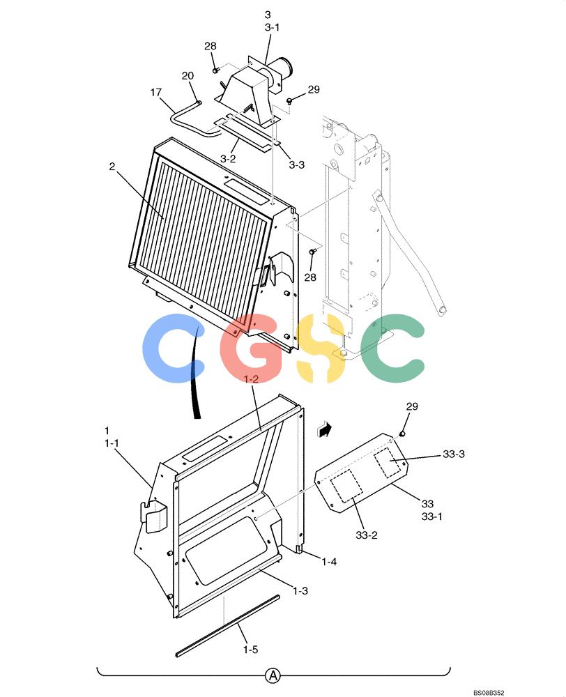 纽荷兰零件查询(E70BSR) - COMPACT CRAWLER EXCAVATOR BTW YT05-15001 - 18000 (NA) (4/08-) (02-08-00[02]) - RADIATOR GROUP (YT05P00018F1), PAGE 2 OF 3 New Holland Constructuion